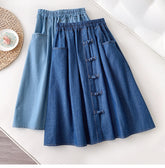 Faldas vaqueras vintage hasta la rodilla con corte en A